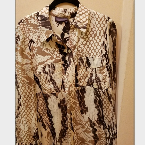 Snakeskin pattern silk long blouse with belt - Picture 1 of 3